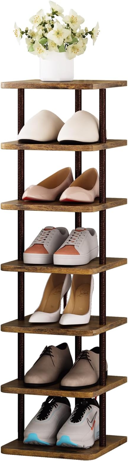 SORCEDAS Shoe Rack Vertical Shoe Shelf Narrow Tall Storage by SpecialYourHome