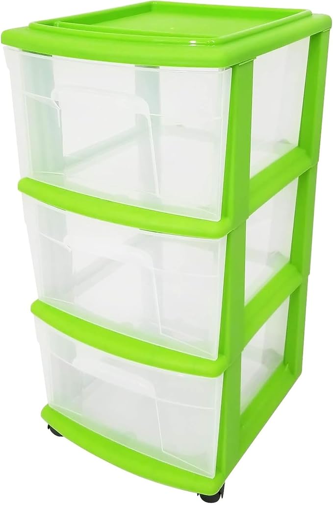 HOMZ 2-Pack Drawer Tower, 3-Tier Clear Plastic Storage Organizer Cart, Bold - Image 9