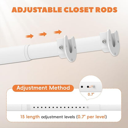 Closet Rod 50-99 Inches, Adjustable Heavy Duty Metal White Closet Rods - Image 5