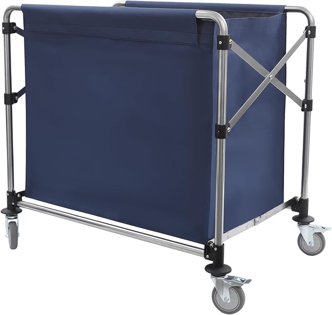 Commercial Laundry Cart with Wheels, Folding Laundry Hamper Cart, Heavy Duty by Eapmic