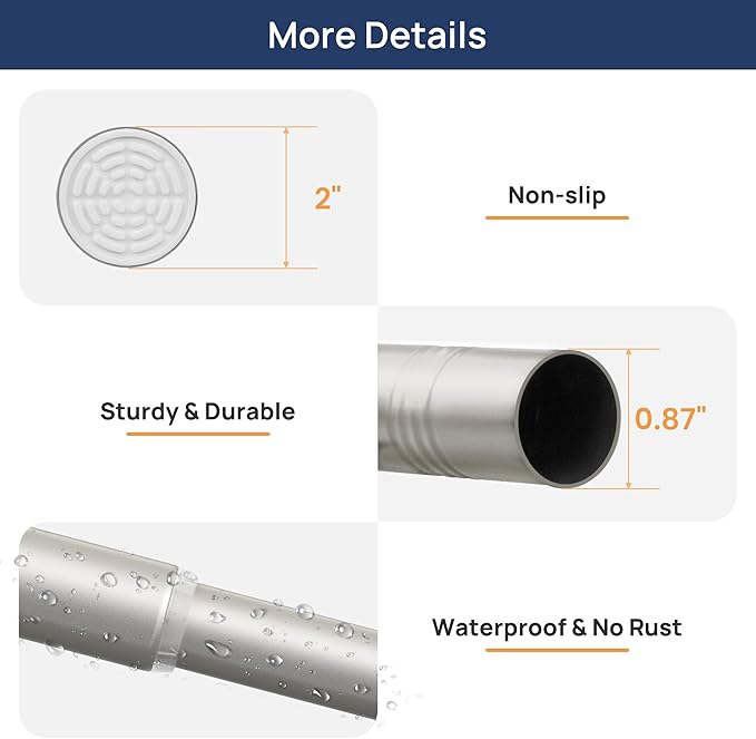 ENJOYBASICS 2 Pack Tension Curtain Rod, 32-54" Adjustable, Nickel | Secure Hold - Image 6