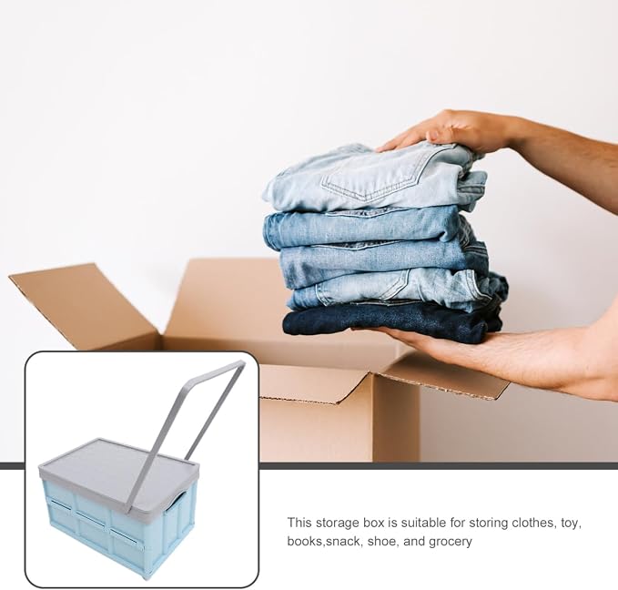 Collapsible Storage Bins with Lids, Folding Plastic Stackable Utility Crates 30L - Image 9