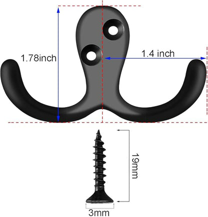 IBosins 10 Pack Heavy Duty Double Prong Coat Hooks Wall Mounted - Image 2