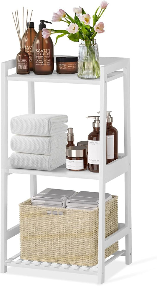 POXAKA 3 Tier Bamboo Bathroom Shelves, Ladder Shelf by POXAKA