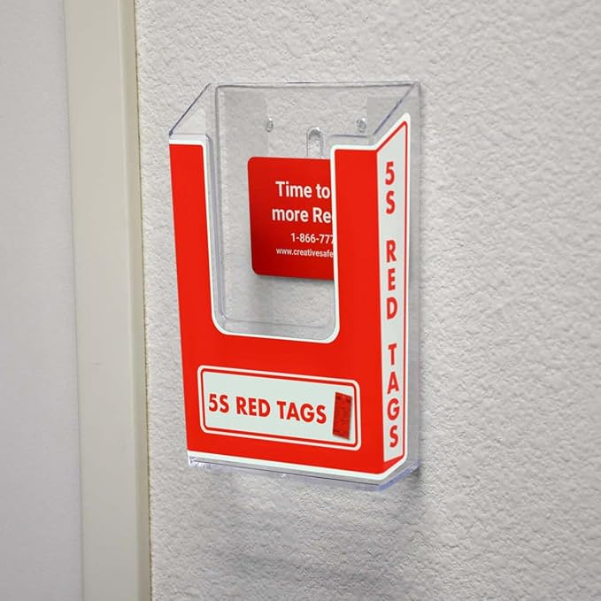 Wall Mounted 5S Red Tag Holder | Organize Workspaces & Provide Easy Tagging by CreativeSafetySupply
