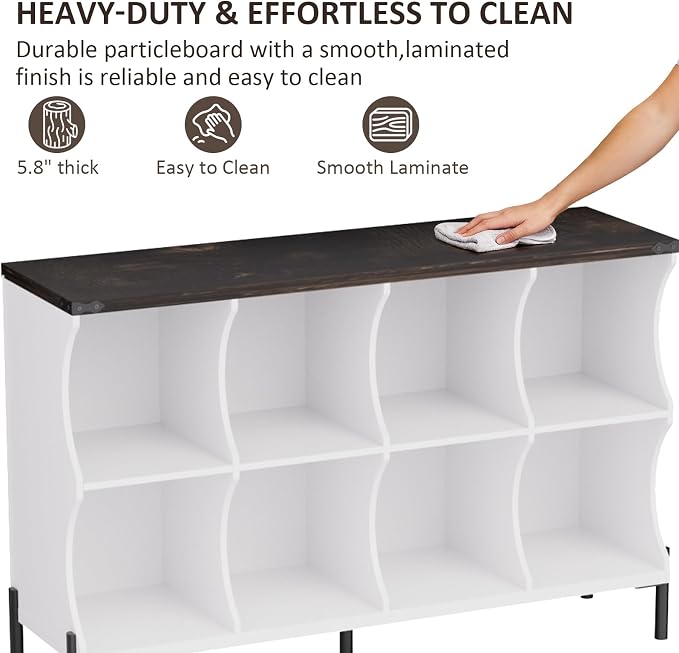 8 Cube Storage Shelf Organizer, Low Book Shelf Bookcase Entryway Table - Image 4
