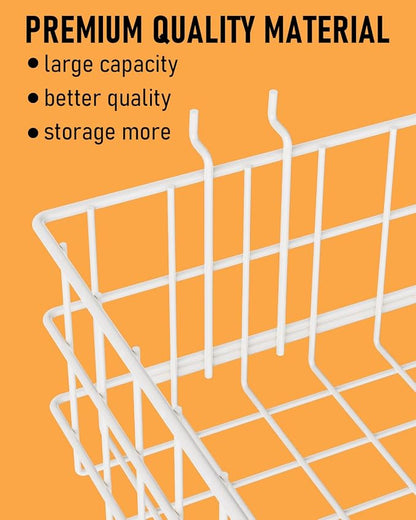 INCLY 4 Pack Pegboard Baskets Bins Set, 4 Size Square Style Metal White Wire - Image 3