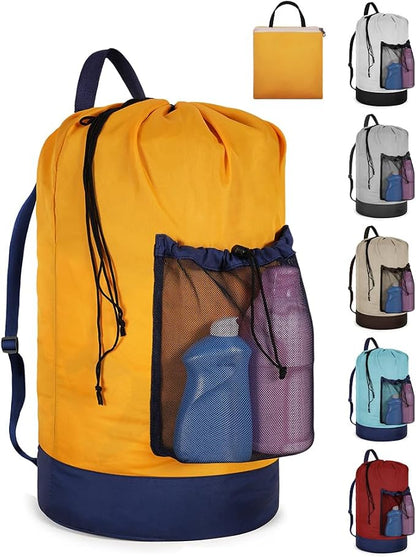 Laundry Bag with Shoulder Straps and Mesh Pocket Laundry Backpack Large by CATOTEL