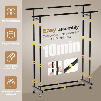 Abiglifty Double Rods Clothes Rack - Image 5