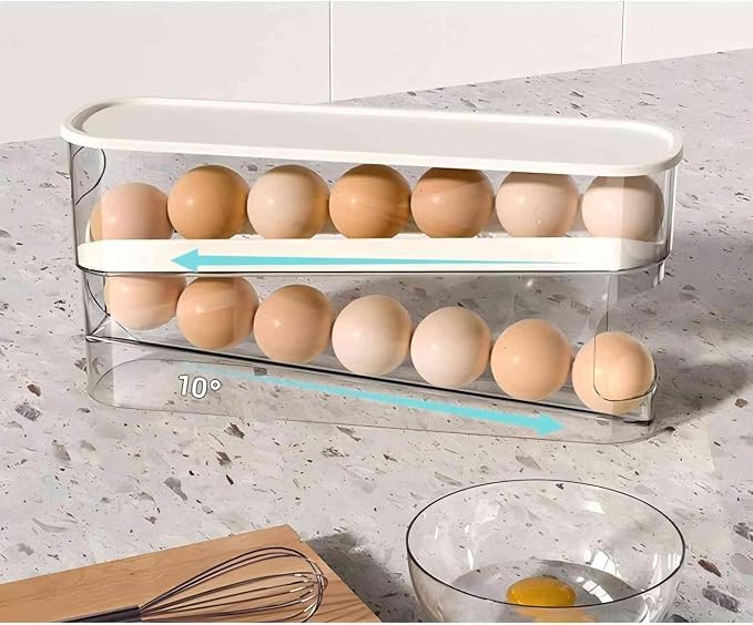 Auto Rolling Egg Holder for Fridge, Egg Dispenser/Organizer/Storage/Container - Image 3
