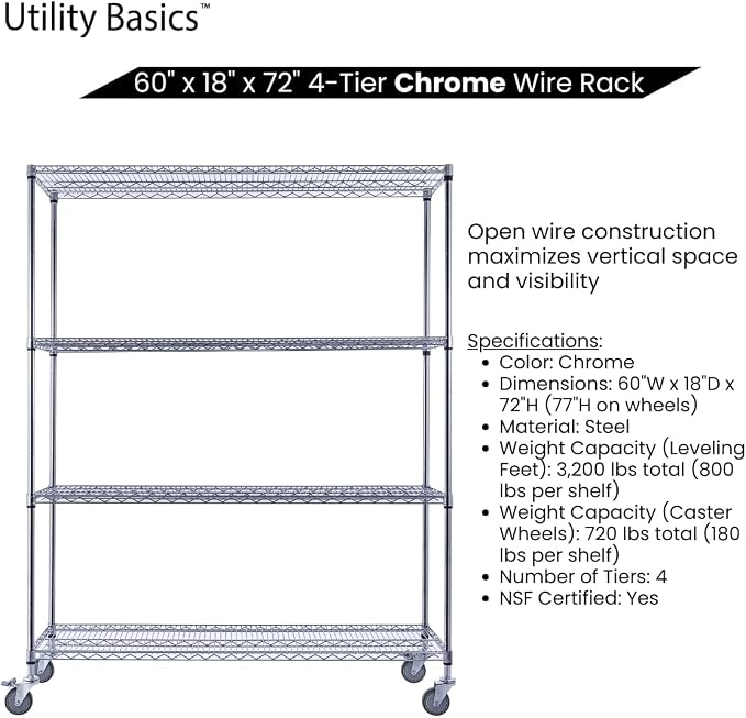 NSF Commercial 4-Tier Wire Shelving - Image 5