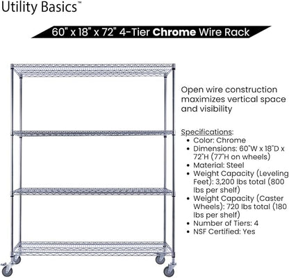 NSF Commercial 4-Tier Wire Shelving - Image 5
