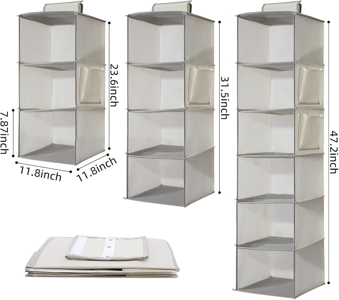 2 Packs Hanging Closet Organizer Storage, 3-Shelf Hanging Shelves - Image 2
