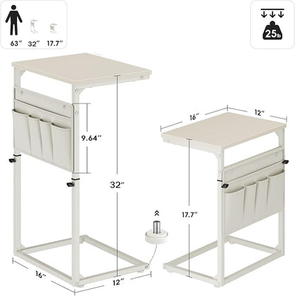Vagusicc C Shaped End Table, Adjustable Height Small Couch Side Table - Image 3