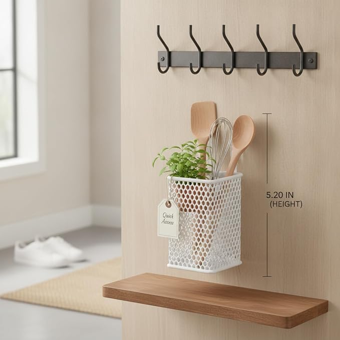 Wire Grid Hanging Basket, Iron Wall Mount Organizer - Image 3