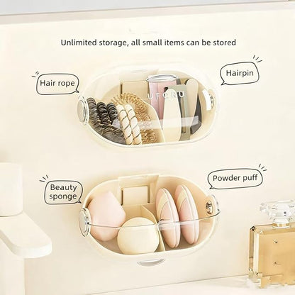Makeup Sponge Storage Case Wall-Mounted No-Drill Makeup Sponge Holder 2-Tier - Image 7