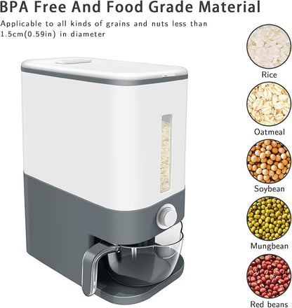 Lenwi 22-25 Lbs Rice Dispenser, Large Cereal Dry Food Storage Containers - Image 2