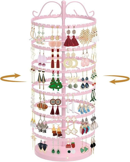 MODOWEY 6 Tier Rotating Earring Holder Organizer Stand, Adjustable Metal by MODOWEY