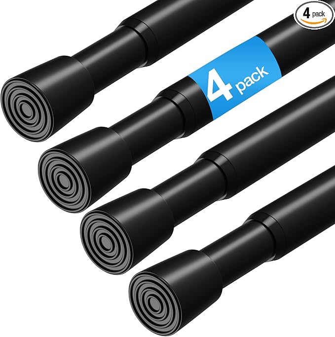4 Pack Spring Loaded Tension Rod 17-41" Adjustable Curtain Rods No Drill by ZipGloTensionRod