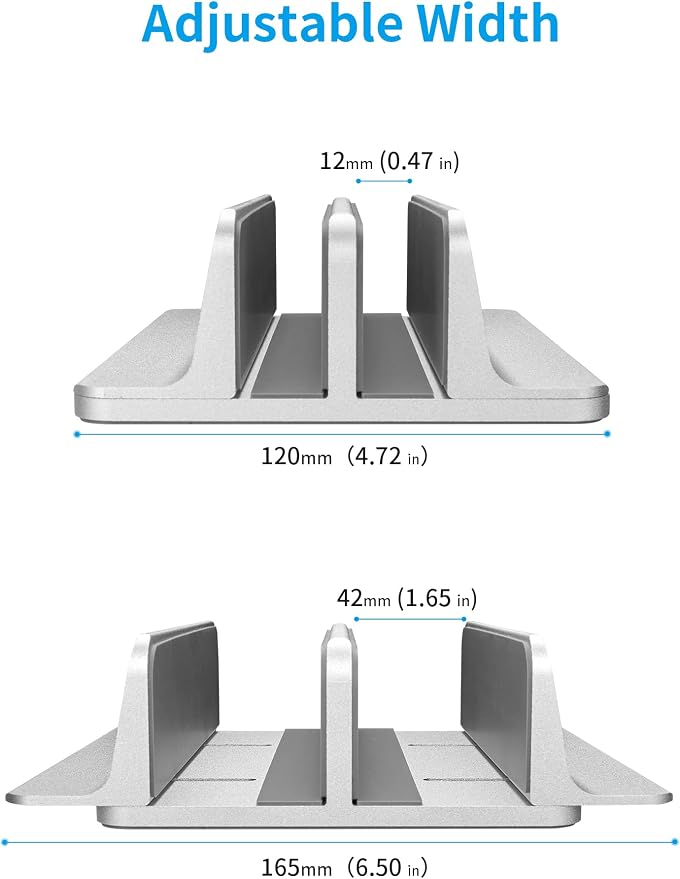 JARLINK Double Vertical Laptop Stand, Adjustable Aluminum Desk Dock, - Image 3
