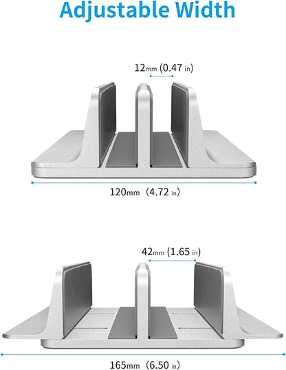 JARLINK Double Vertical Laptop Stand, Adjustable Aluminum Desk Dock, - Image 3