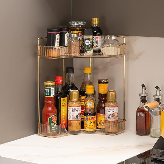 2-Tier Corner Bathroom Counter Organizer – Classic Storage Shelf - Image 6