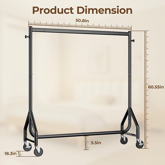 Clothes Clothing Rack, Rolling Heavy Duty Clothes Rack Load 420 LBS - Image 6