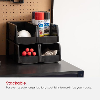 IRIS USA Medium Stackable Storage Bins, |Made in USA|, Plastic Open Front Shelf - Image 4