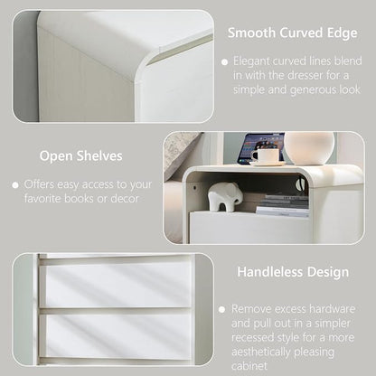 25" Tall Modern Nightstand Set of 2, 23.6'' Wide Wood Bedside Table w/2 Storage - Image 6