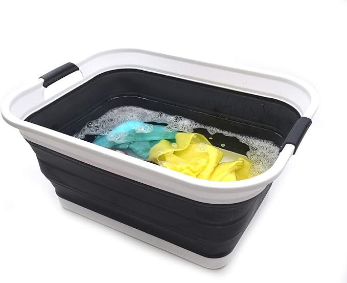 SAMMART 42L Set of 2 Collapsible Plastic Laundry Basket-Foldable Pop Up Storage - Image 7