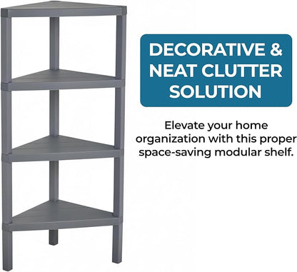 Honey-Can-Do 4-Tier Plastic Corner Storage Shelf, kitchen or office - Image 4
