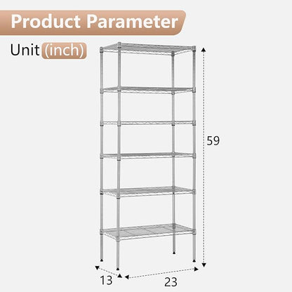 FDW 6 Tier Wire Shelving Units 23L x 13W x 59H Adjustable Metal Storage Rack - Image 3