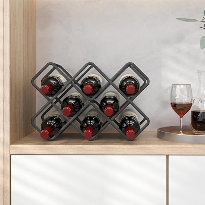Metal Wine Rack – Matte Black Carbon Steel, 10-Bottle Countertop & Hangable - Image 2