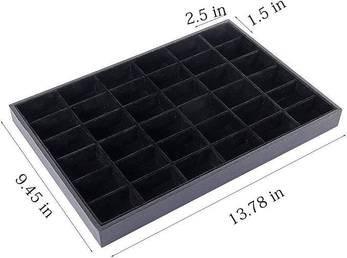 Black Velvet Stackable 36 Compartments Jewelry Tray Showcase Display Organizer - Image 7
