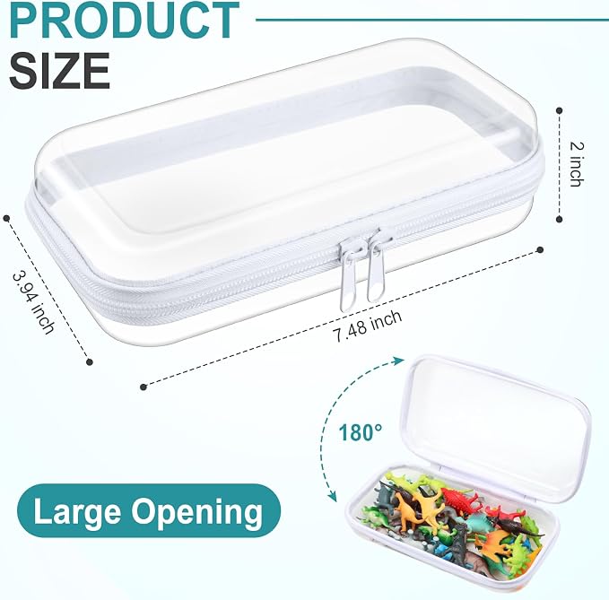 Hoolerry 4 Pcs Hard Clear Zipper Case Makeup Bags Plastic Pencil Pouch - Image 2