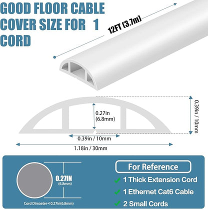 Floor Cord Covers for Wires 12FT Cable Hider Wire Cover Self Adhesive Cord - Image 2
