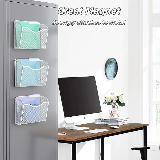 MINDEPOT Magnetic Wall File Organizer, Hanging File Holder, 3 Pack, Powerful - Image 7