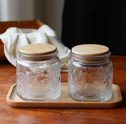 ANSQU Set of 4 Vintage Glass Airtight Storage Jars, 17 FL OZ Glass Storage - Image 4