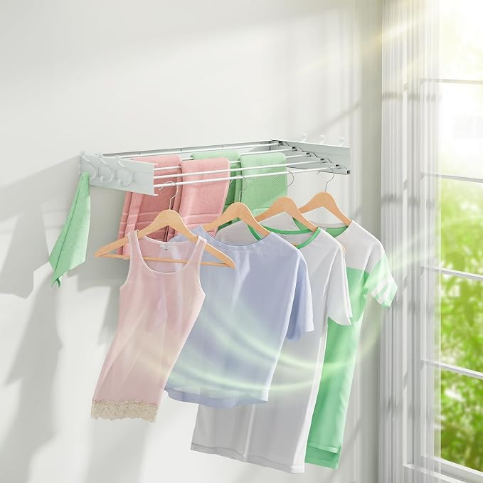 Wall Mounted Drying Rack 31.5", Foldable Clothes Drying Rack - Image 9