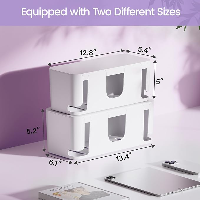Delamu 2 Pack Cable Management Box, Stylish Cable Organizers - Image 4