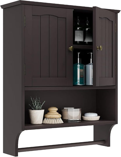 Smuxee Brown Wall Cabinet with Towel Bar by Smuxee
