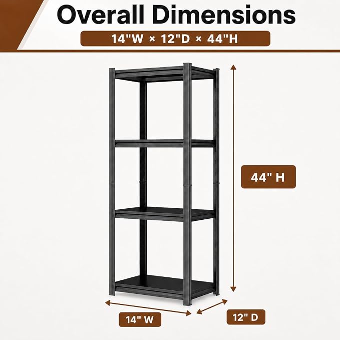 4 Tier Metal Bookshelf, Adjustable Tall Bookcase, Heavy Duty 2400 LBS Modern - Image 2