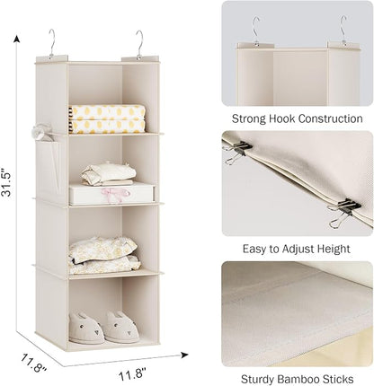 YOUDENOVA Hanging Closet Organizer, 4-Shelf Closet Hanging Storage Shelves - Image 3