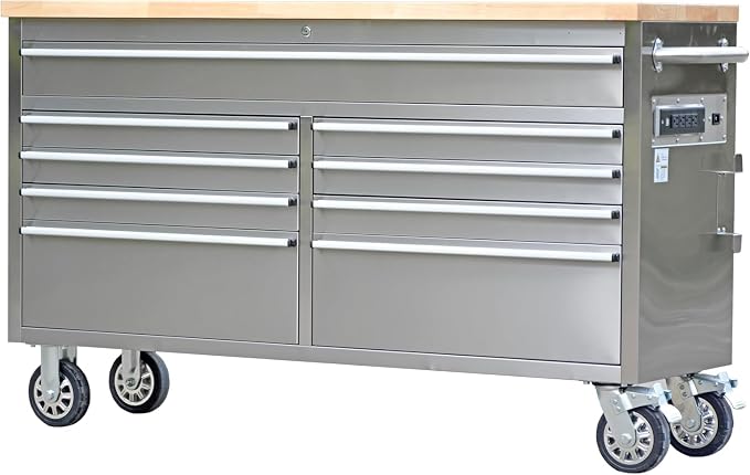 61 in Tool Chest, Tool Box Mobile 9 Drawers Storage Rolling Cabinet - Image 9