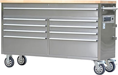 61 in Tool Chest, Tool Box Mobile 9 Drawers Storage Rolling Cabinet - Image 9