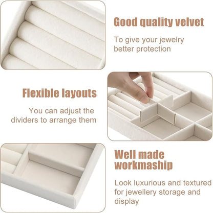 10 Pack Jewelry Organizer Tray Drawer Inserts Stackable Velvet Liner Dividers - Image 4