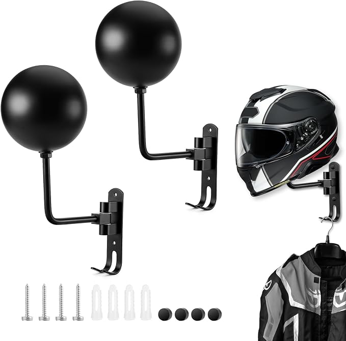 Motorcycle Helmet Holder Wall Mount, Helmet Hanger 180° Rotation Helmet Rack by PAHTTO