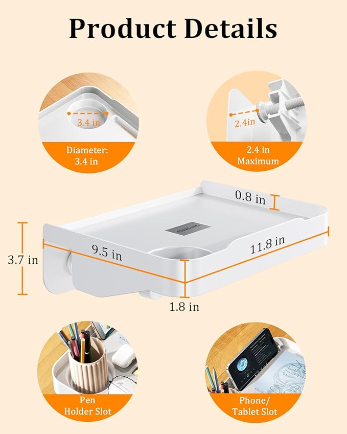 Bedside Caddy with Cup Holder, Bedside Shelf - Image 3