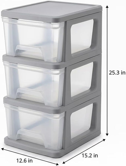3-Drawer Organization Tower Medium Storage Cart, 59 lb Max Load, Lightweight & - Image 3