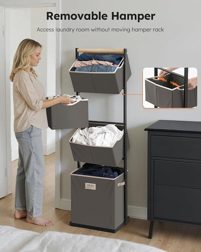 SOLEDI 4 Section Laundry Hamper Sorter, Stackable Laundry Basket Organizer - Image 5